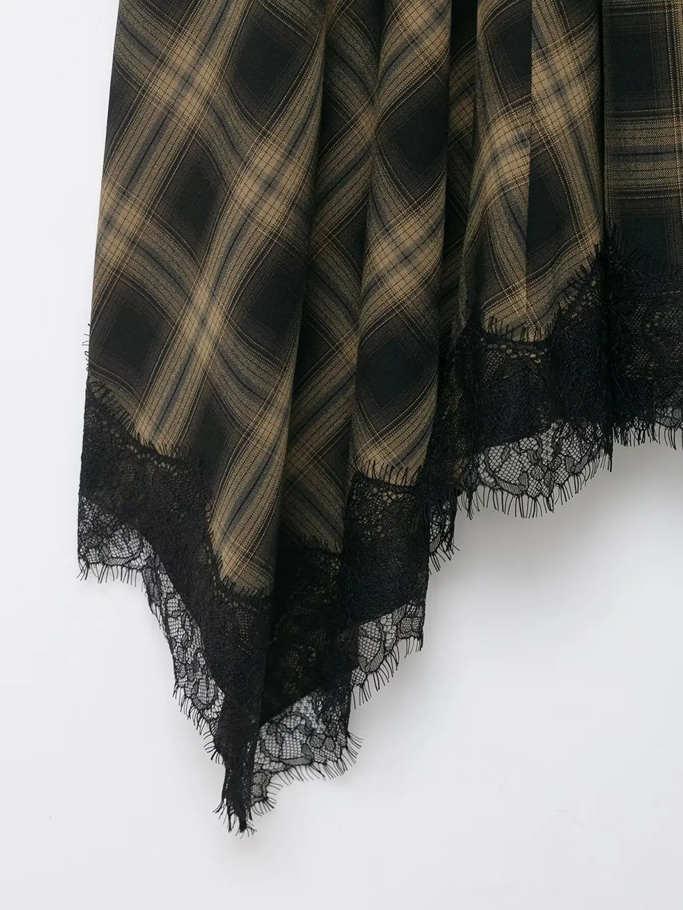 Frühling Neuheit Karierter Rock mit Spitzenbesatz Asymmetrischer Saum Damen Eleganter A-Linien-Rock mit Reißverschluss Midi-Röcke Vintage Party-Röcke 2026 Neu – Detail 14