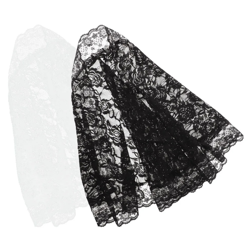 

2Pcs Exquisite Bridal Lace Veil Soft Comfortable Versatile Design Floral Patterns Romantic Ethereal Wedding Day