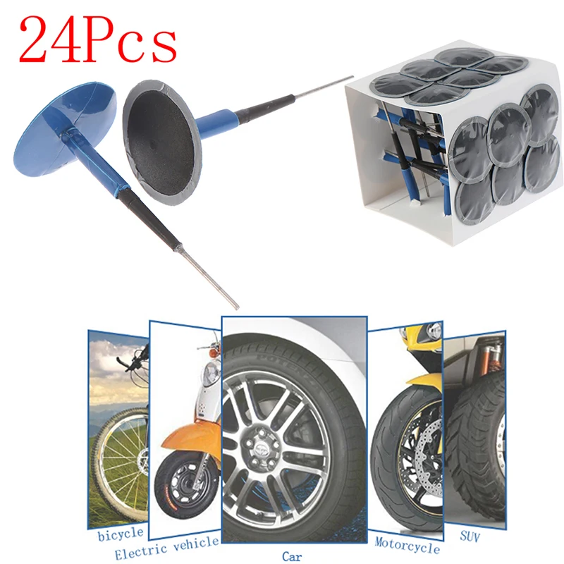 24Pcs/set High Temperature Resistance Auto Car Truck Tire Tyre Puncture Repair Wired 35mm 6mm Plug Mushroom Patch