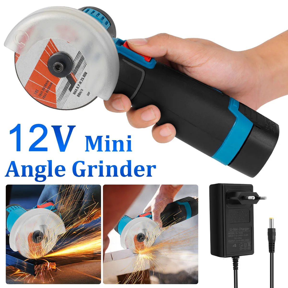 Mini Angle Grinder 12V 9000rpm Professional  Belt Sander Machine 1pcs Battery and 2 Discs Lijadoras Para Madera Power Tools