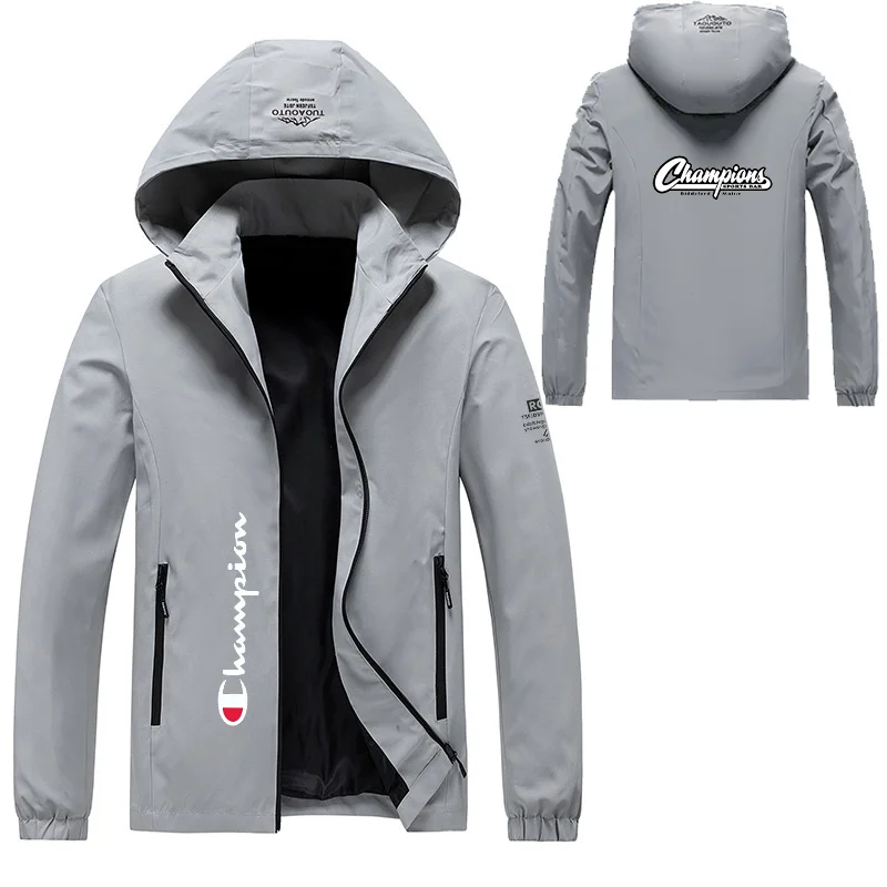 New Spring and Autumn Street Sports Fashion Windproof Men\'s Zipper Hoodie Jacket, Outdoor Travel Fishing Camping Hiking Coat