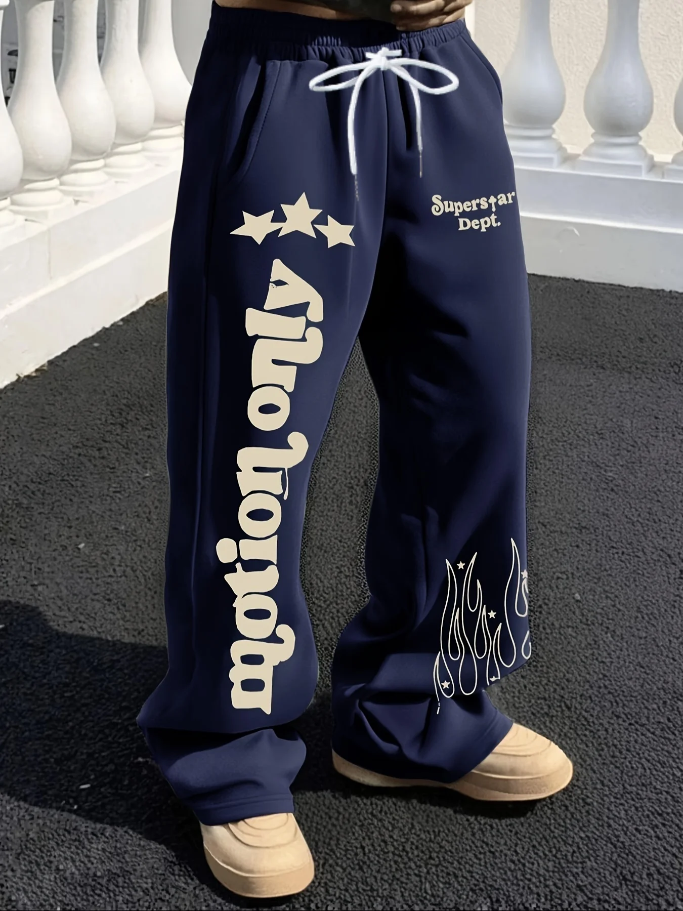 Neues Modell Herren Gothic Vertikale Grafik Weite Jogginghose mit Kordelzug Lose Gerade Baggy Y2K Dark Punk Streetwear Hose. – Detail 7