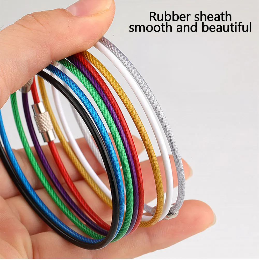 500 Stück 2mm PVC-beschichteter 15cm Edelstahldraht Farbiger Schlüsselanhänger DIY Schlüsselanhänger Gepäckkabelring Schraubverschluss Werkzeugzubehör – Detail 6