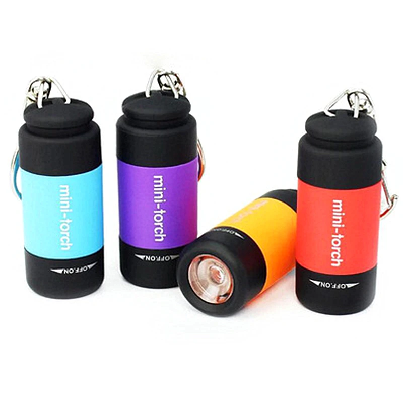 Mini Keychain Pocket LED Torch USB Rechargeable Light Flashlight Lamp Waterproof White Light Lantern Outdoor Camping Flashlights