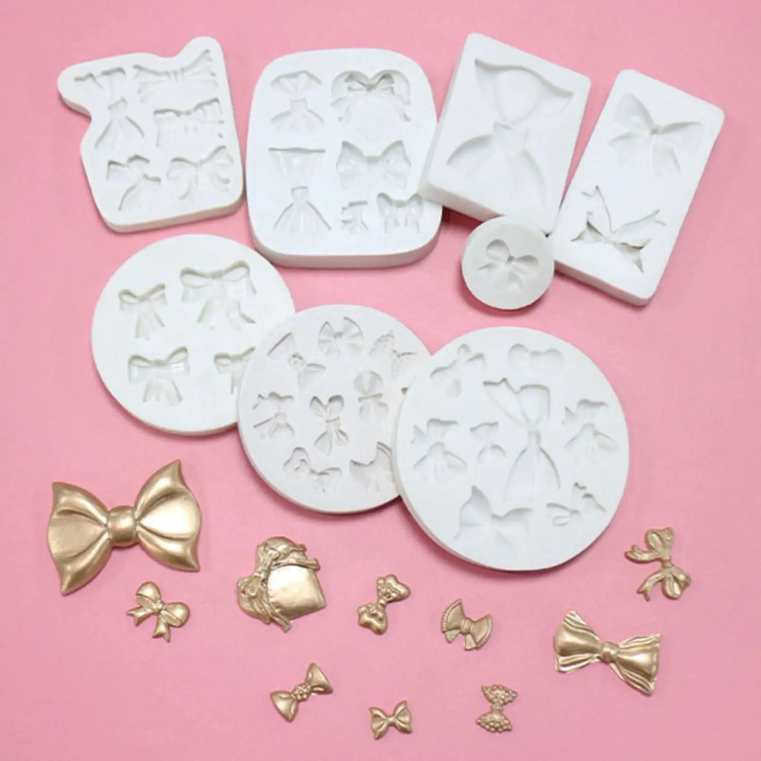 Mini Bow Silicone Fondant Molds Bowknot Fondant Chocolate Candy Molds Bow Sugar Craft DIY Cake Molds for Birthday Party