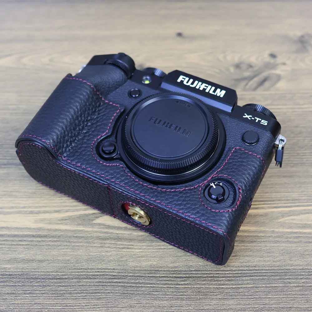 XT5 penutup pelindung untuk kamera kulit asli/asli kamera setengah dasar penutup tubuh untuk Fujifilm X-T5 kamera sebagai Tripod Plat cepat