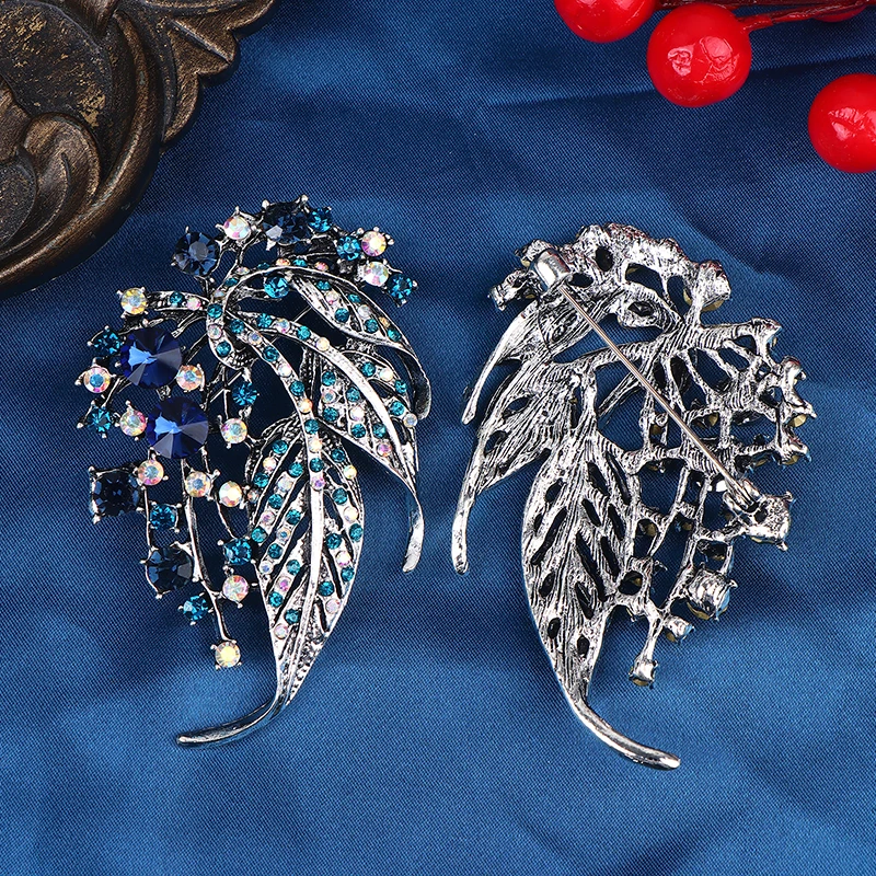 Broches de Hojas Brillantes Multicolores Exquisitos, Accesorios de Ropa Casual para Fiestas, Broches de Pedrería para Mujer