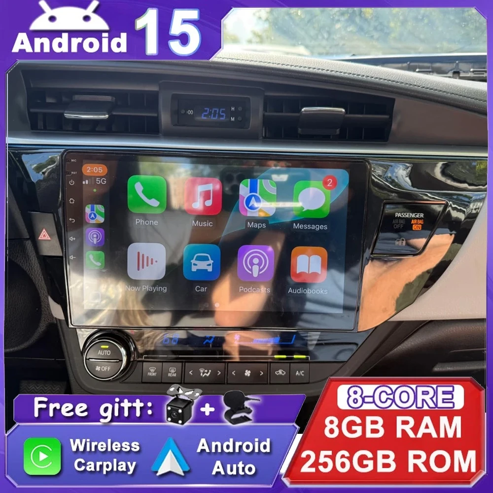 

5G + WIFI Android 15 авто стерео авторадио для Toyota Corolla E170 E180 2014 2015 2016 автомобильный радиоприемник мультимедиа Carplay gps головное устройство