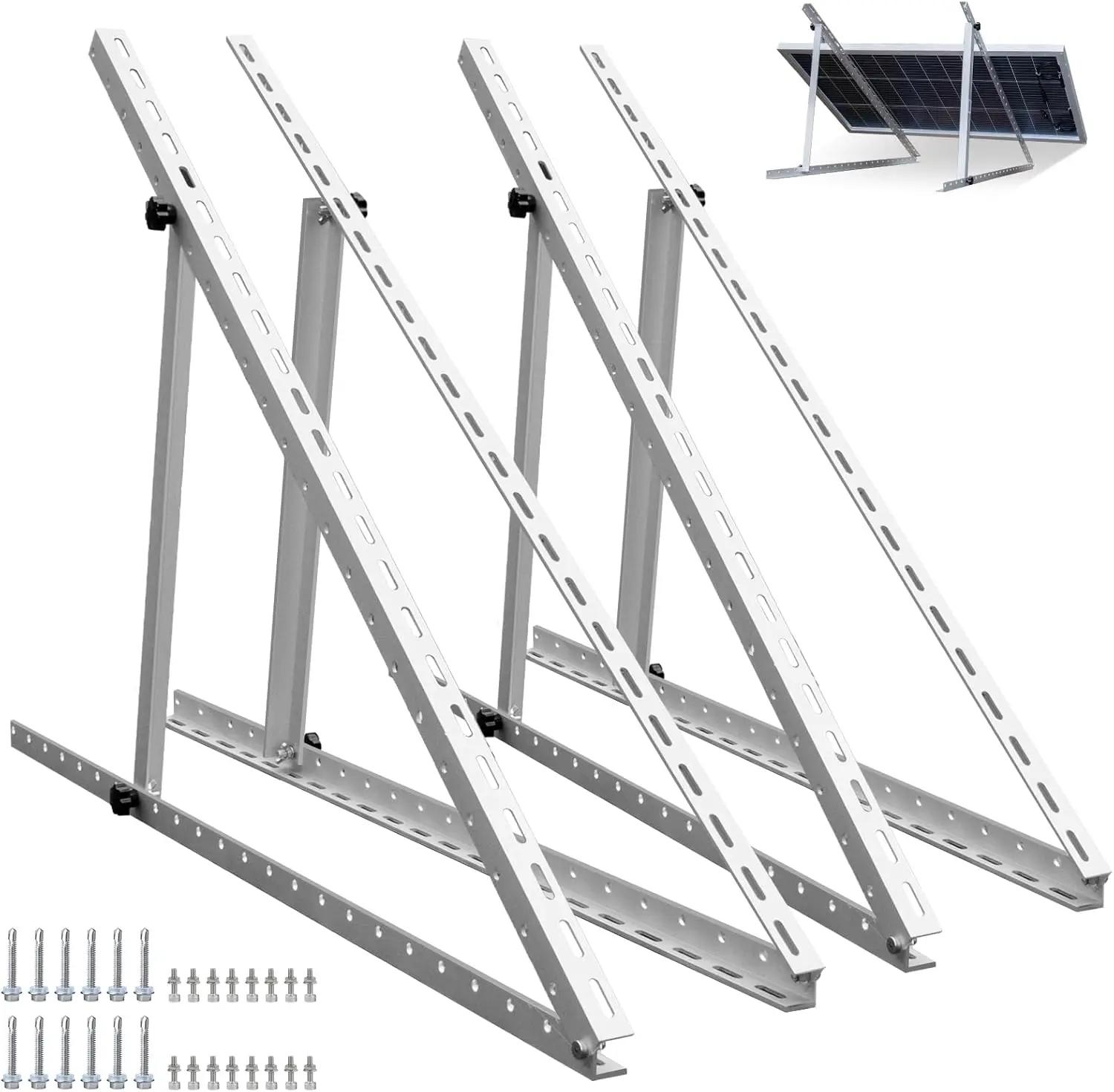 2 Sets45inch Adjustable Solar Panel Tilt Mount Brackets with Foldable, Ieal for 1-4pcs 180 200 300 400 Watt Solar Panel for Roof