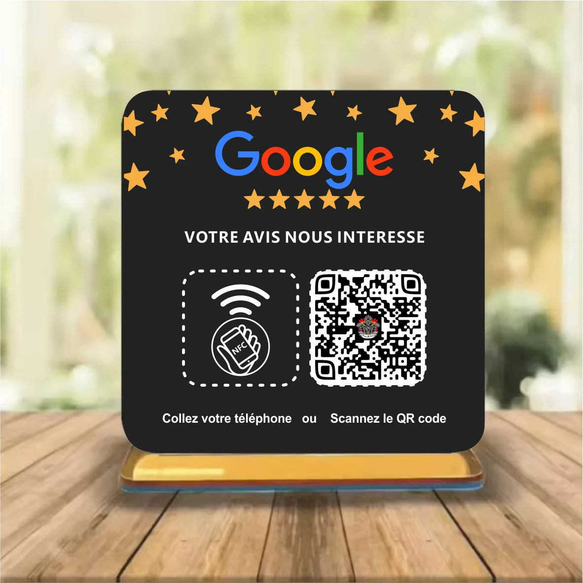 Personalized Google Review Sign NFC Scan code Acrylic Social Media Signs Google Review Plates with Stand Base Store Decorations