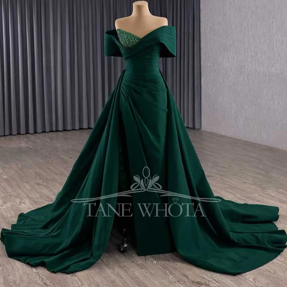 Women's Sweetheart Off-Shoulder Evening Dress Crystal Sequined Ruched A-Line Prom Dress Customized For Party