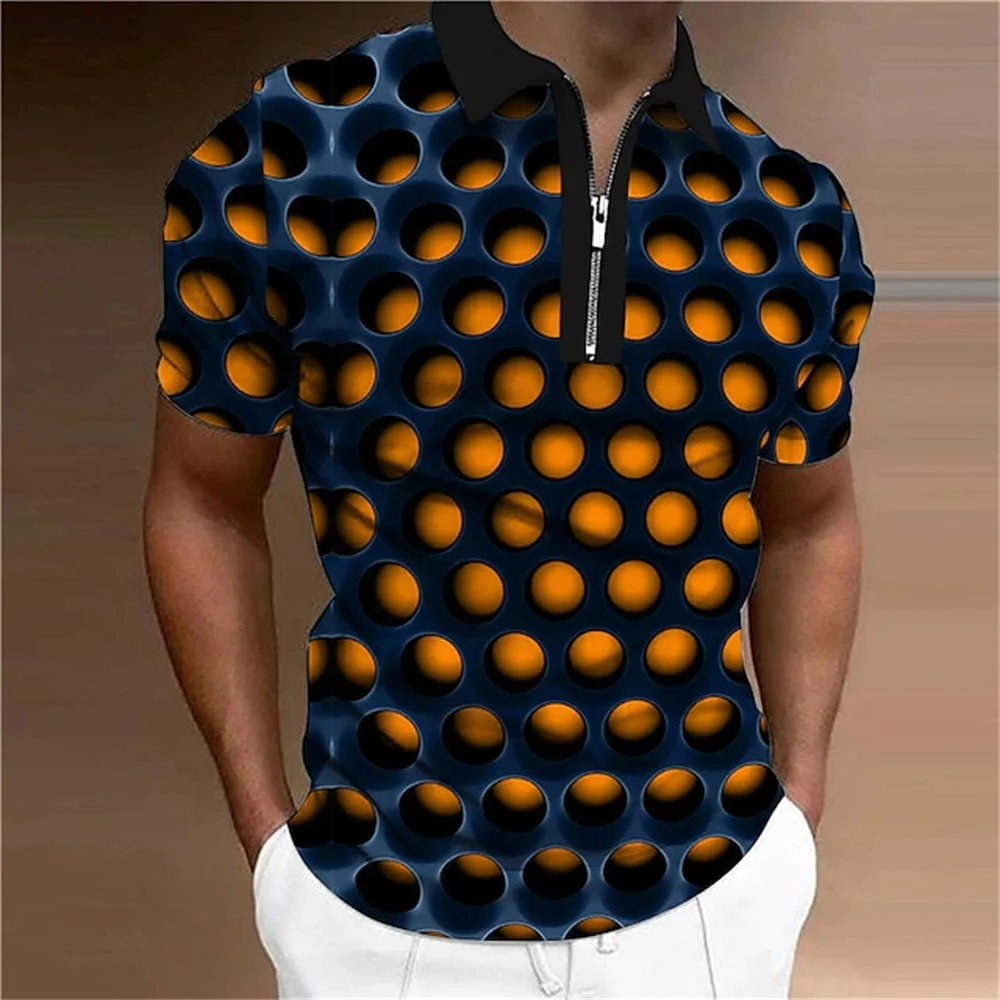 Men's 3D Optical Illusion Polo Shirt Summer Breathable