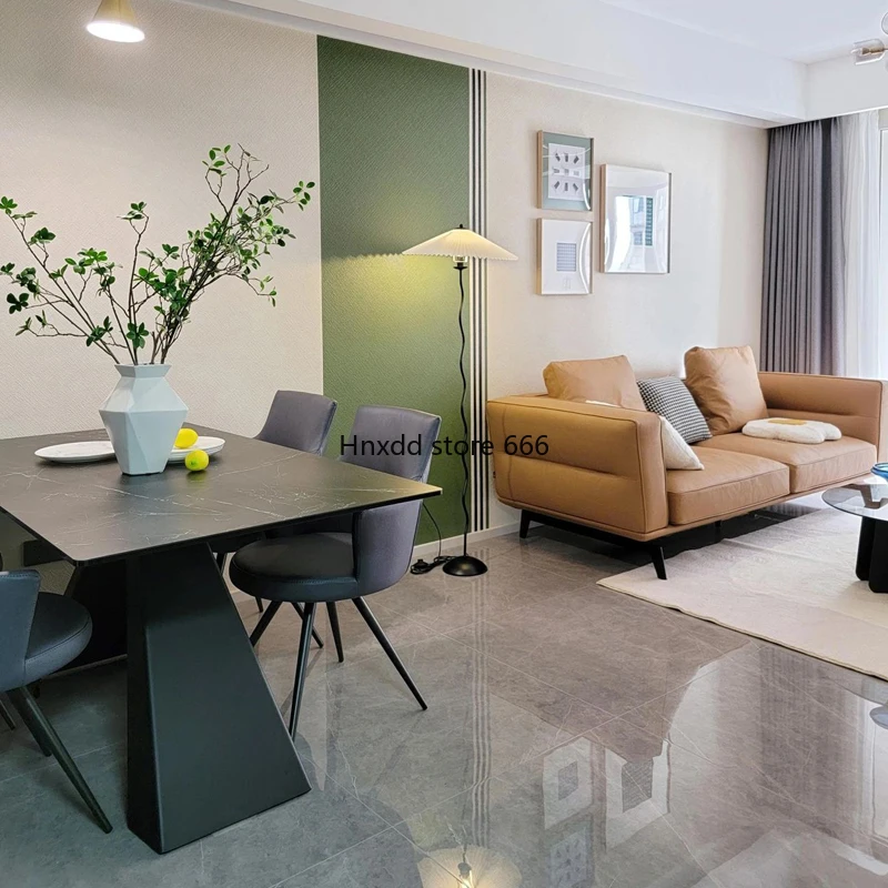 Italian minimalist luxury stone large flat rectangular marble dining table