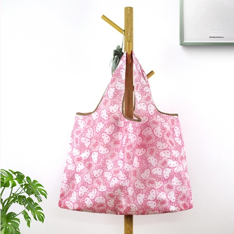 حقيبة قماش أكسفورد من HelloKitty، قابلة للطي، ذات سعة كبيرة، حقيبة حماية البيئة، حقيبة تخزين محمولة للتسوق والنزهات