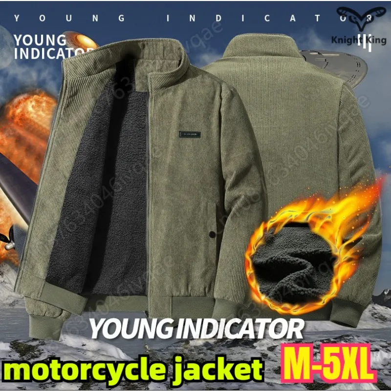 Winter ew corduroy jacket motorcycle jacket men fleece thickened fashion stand-up collar imitation lamb wool casual men's jacket