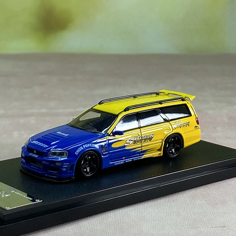 SW دييكاست 1/64 مقياس نيسان ستاجيا R34 GT-R عربة نموذج سيارة سبيكة نيسان ستاجيا R34 GT-R نموذج سيارة هدية مجموعة حلية