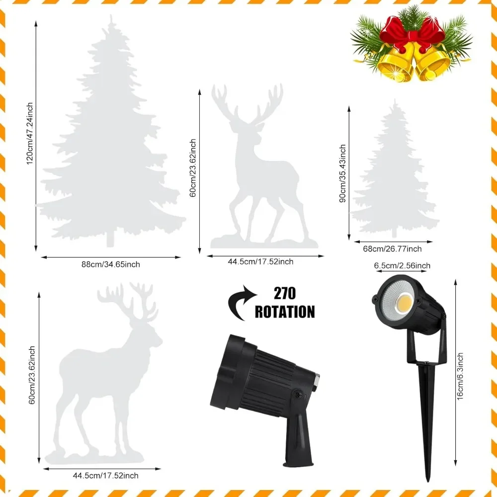 6 Pcs Lighted Christmas Deer Family for Outdoor Large Christmas Tree Reindeer Yard Sign with 2 LED Spotlights Waterproof