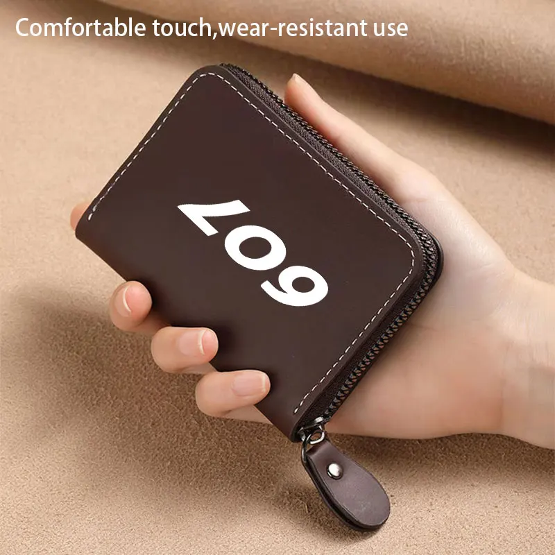 Leather Men Credit Card Holder Zipper Wallet Casual Business Holder Bag For Peugeot 607 car Accessories