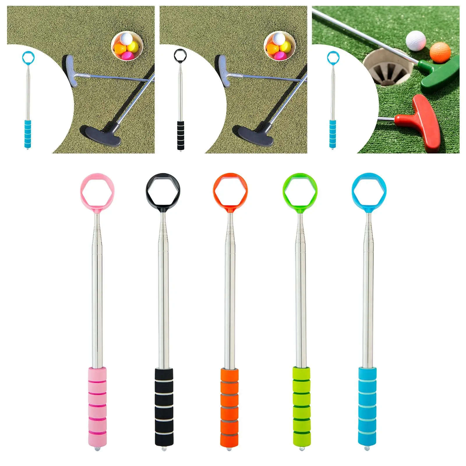 Telescopic Golf Ball Picker Tool Stainless Steel Grabber for Park Golf Ball Recovery Machine and Supplies