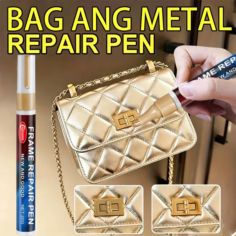 Gold Metal Repair Pen Handbag Buckle Zipper Scratch Repair Touch Up Paint for Logo Lock and Strap Restoration