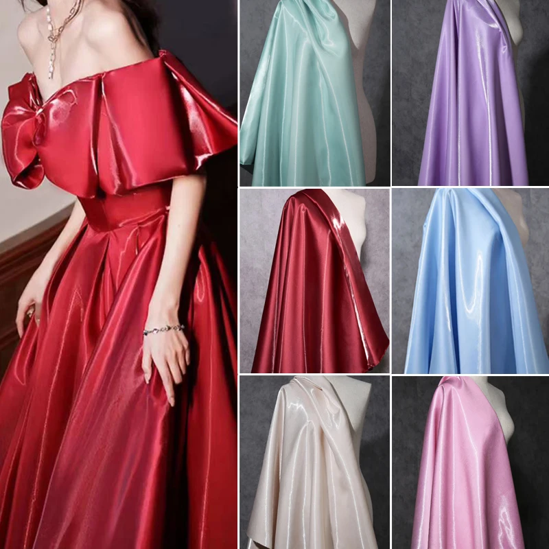 New Luxury Galaxy Shiny Slik Satin Fabric Glossy Metallic Liquid Satin for Fashion Dress Suit Jacket Pants Designer DIY Material