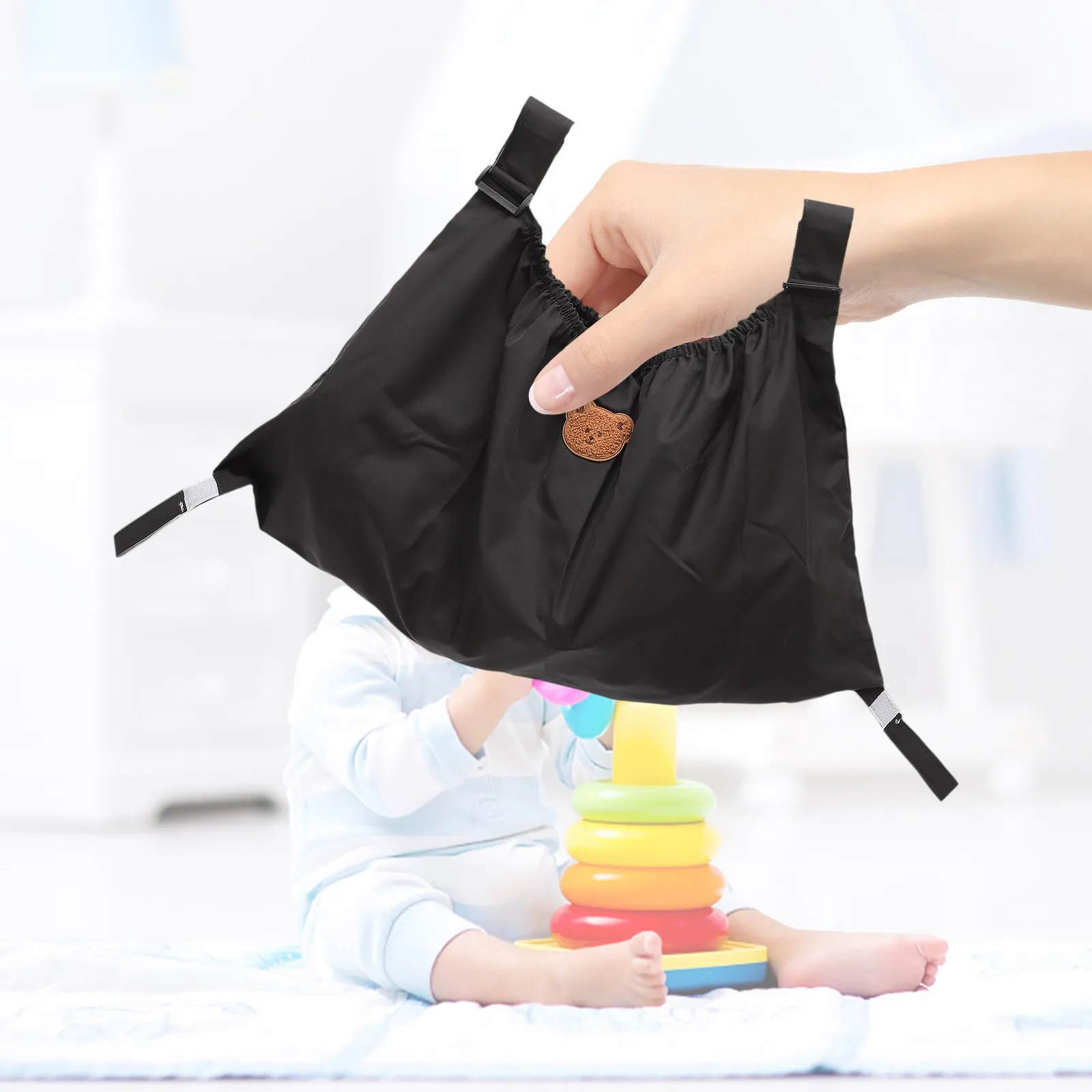 

Stroller Hanging Bag Compact Space Saving Organizer Pouch for Baby Bottles Diapers Essentials Perfect Gift Stroller Storage Bag