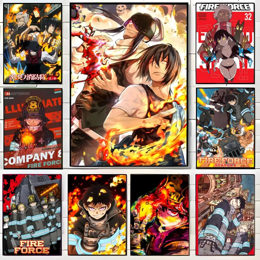 Fiery Action Fire Force Poster Wall Art Print Decorative Mural Home Decor Gift Unframed