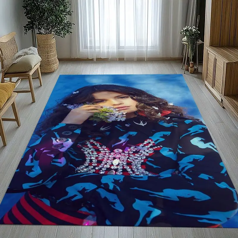 Fashion Selena Gomez Meme Star Area Rug,Soft Non-Slip Carpet Mat for Living Room Bedroom Playroom,Sofa Floor Rug,Home Decor Gift