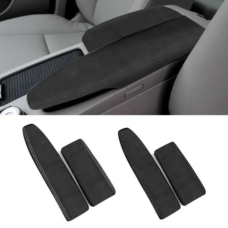 For Mercedes Benz C E GLK Class W204 W212 X204 2008-2014 ABS+Suede Leather Car Center Console Armrest Box Cover Decoration Trim