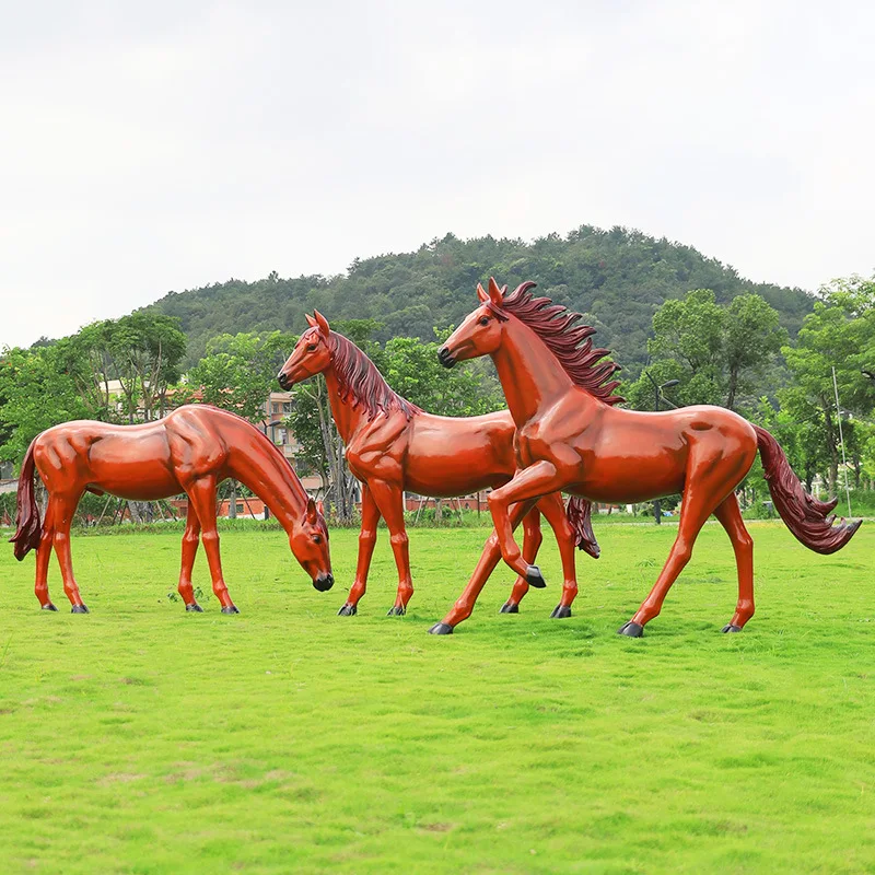 Simulation large-scale horse sculpture ornament fiberglass garden landscape park green space real estate community decoration