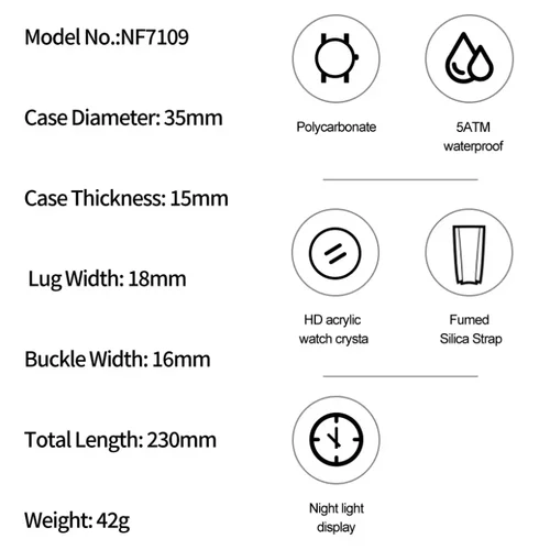 Imagen 2 del producto NAVIFORCE, reloj de lujo para mujer, relojes dorados para deportes al aire libre, relojes impermeables con pantalla de doble horario, relojes de pulsera de cuarzo, reloj Digital de goma