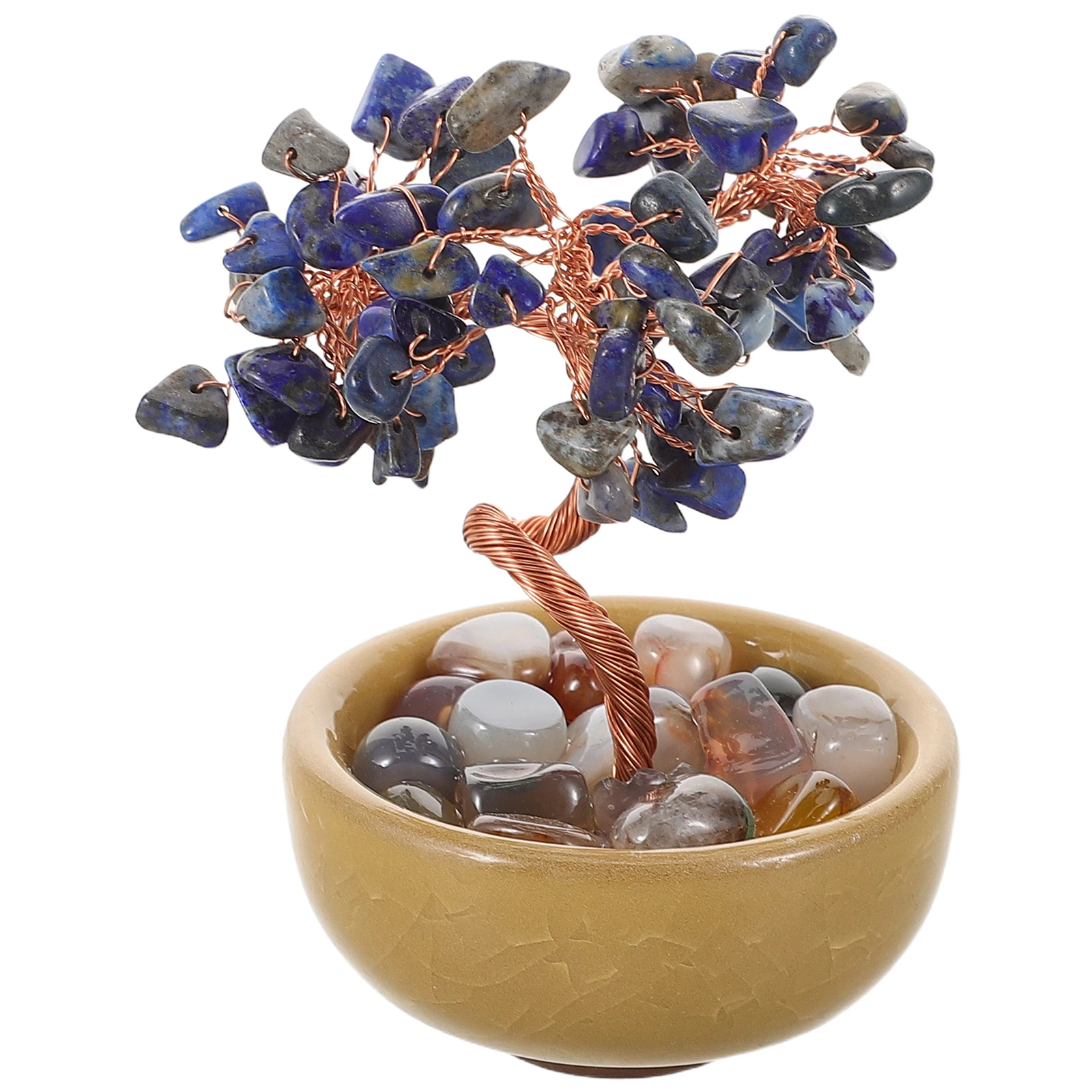 

Citrine Macrocarpa Crystal Money Tree for Office with Base Lucky Stone Feng Shui Decor
