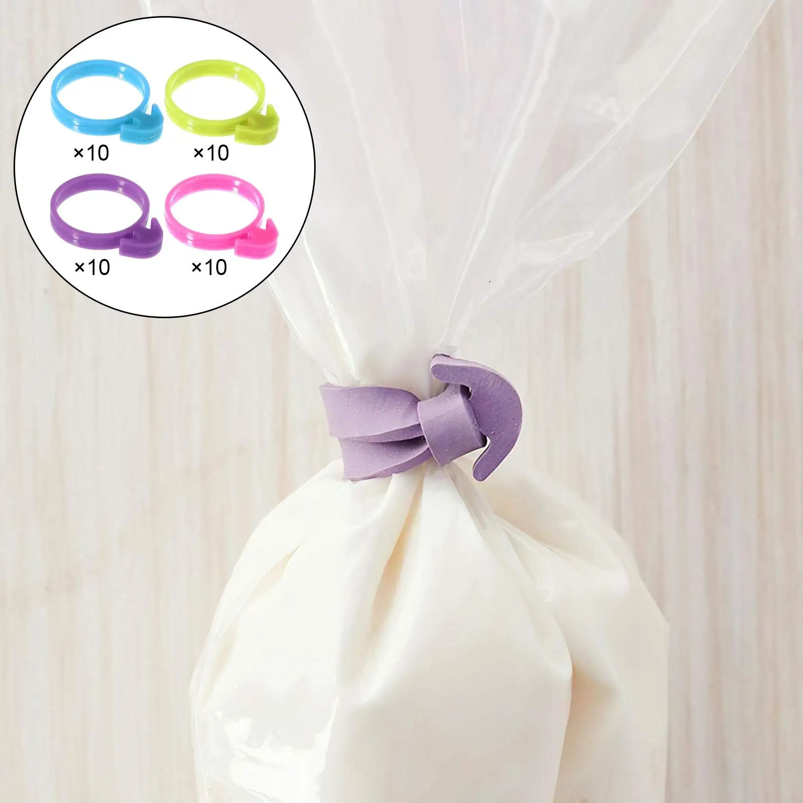 40Pcs Icing Bag Ties Fixed Rings DIY Flower Bag Retaining Rings for Cupcakes