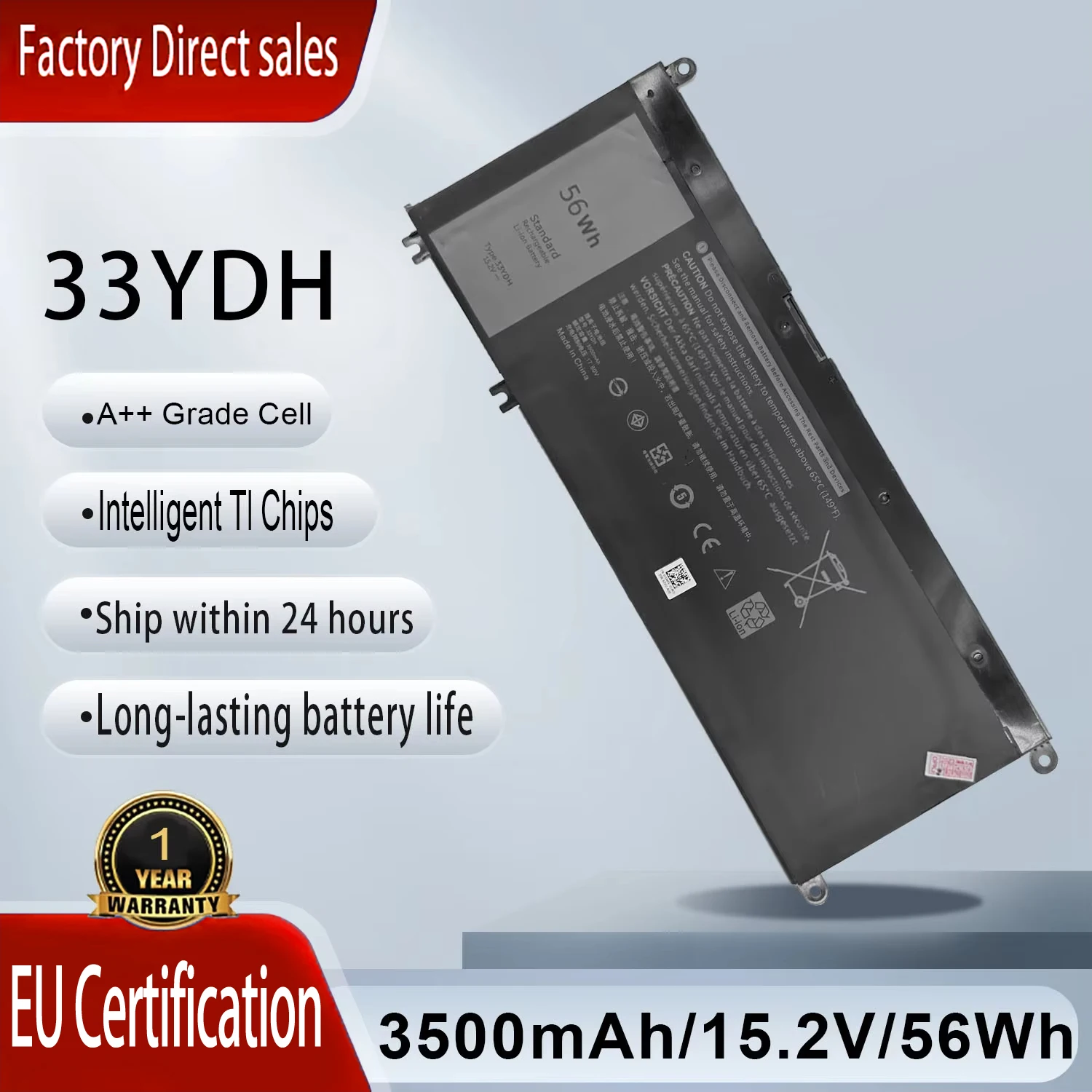 

33YDH Replacement Laptop Battery For Dell Inspiron 17 7000 15 7577 G3 G5 Latitude 3380 3490 3590 Notebook