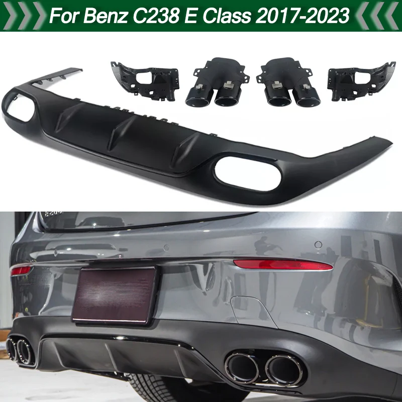 

MagicKit AMG E53 Look for Mercedes Benz E-Class C238 A238 E300 E400 E450 Car Rear Bumper Diffuser Lip+Tailpipes Tips 2017-2020