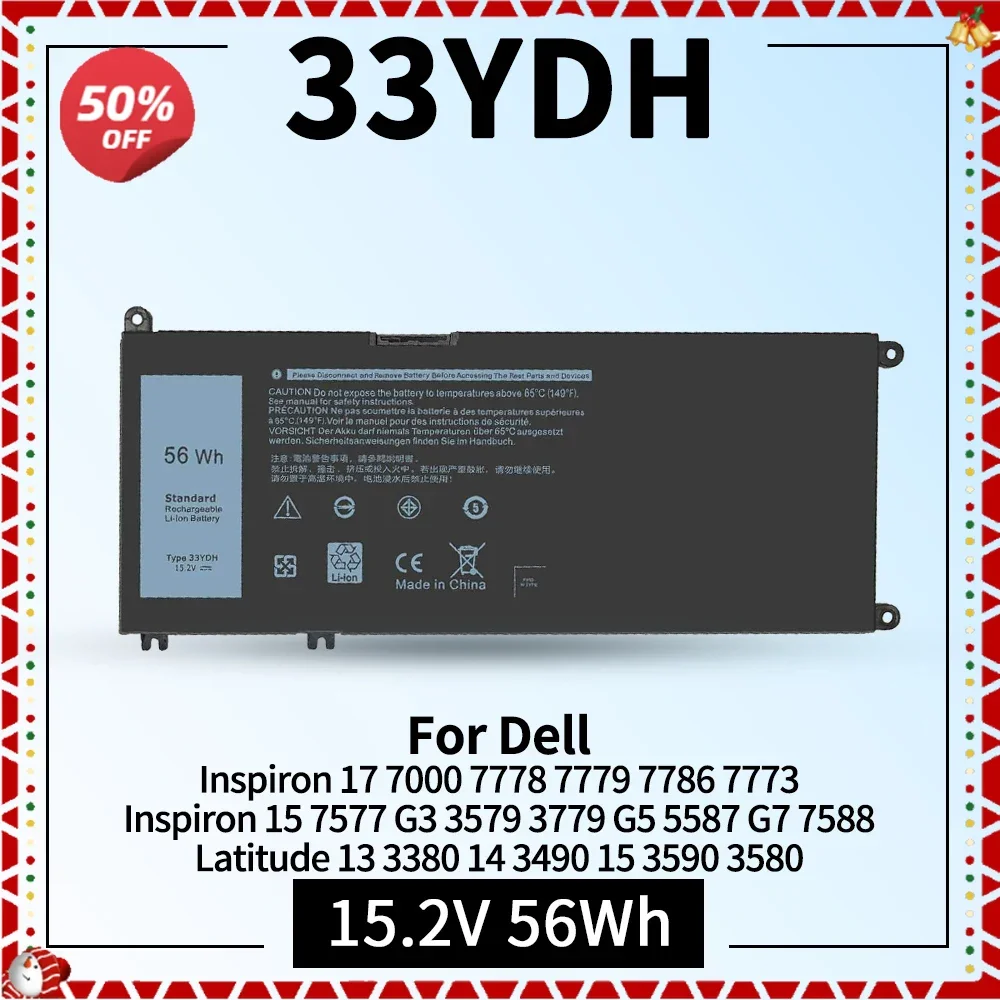 

33YDH Laptop Battery for Dell Latitude 13 3380 14 3490 15 3590 3580 Inspiron 7000 7778 7773 15 7577 G3 3579 3779 G5 5587 G7 7588