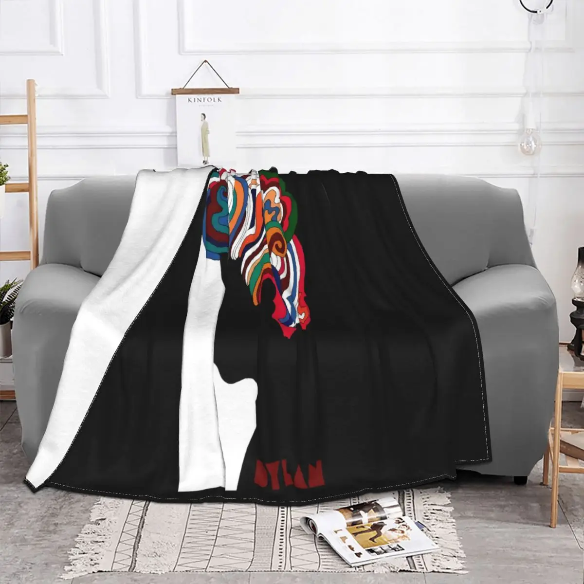 Bob Dylan Logo Milton Glaser Sketch Men Black Unisex S 234Xlzm063 Casual Fitness Throw Blanket