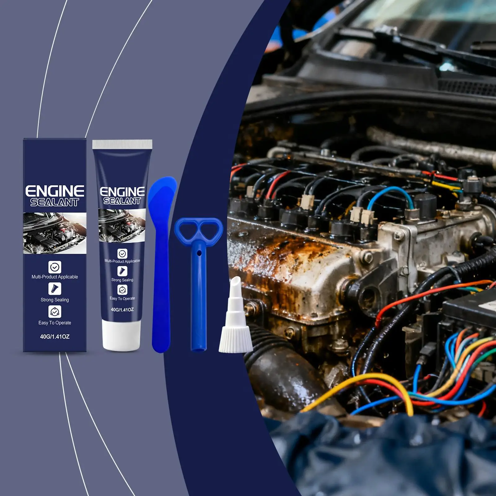 2Pcs High Performance Engine Sealant for Car Motorcycle Strong Seal Waterproof Fast Drying Safe Odorless for Maintenance Engine