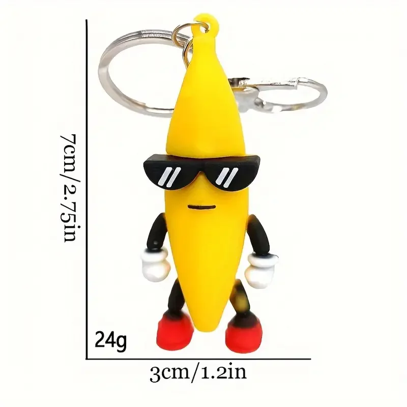 1pc Creative Trendy Cartoon Keychain Cute Banana Keyring Bag Accessory