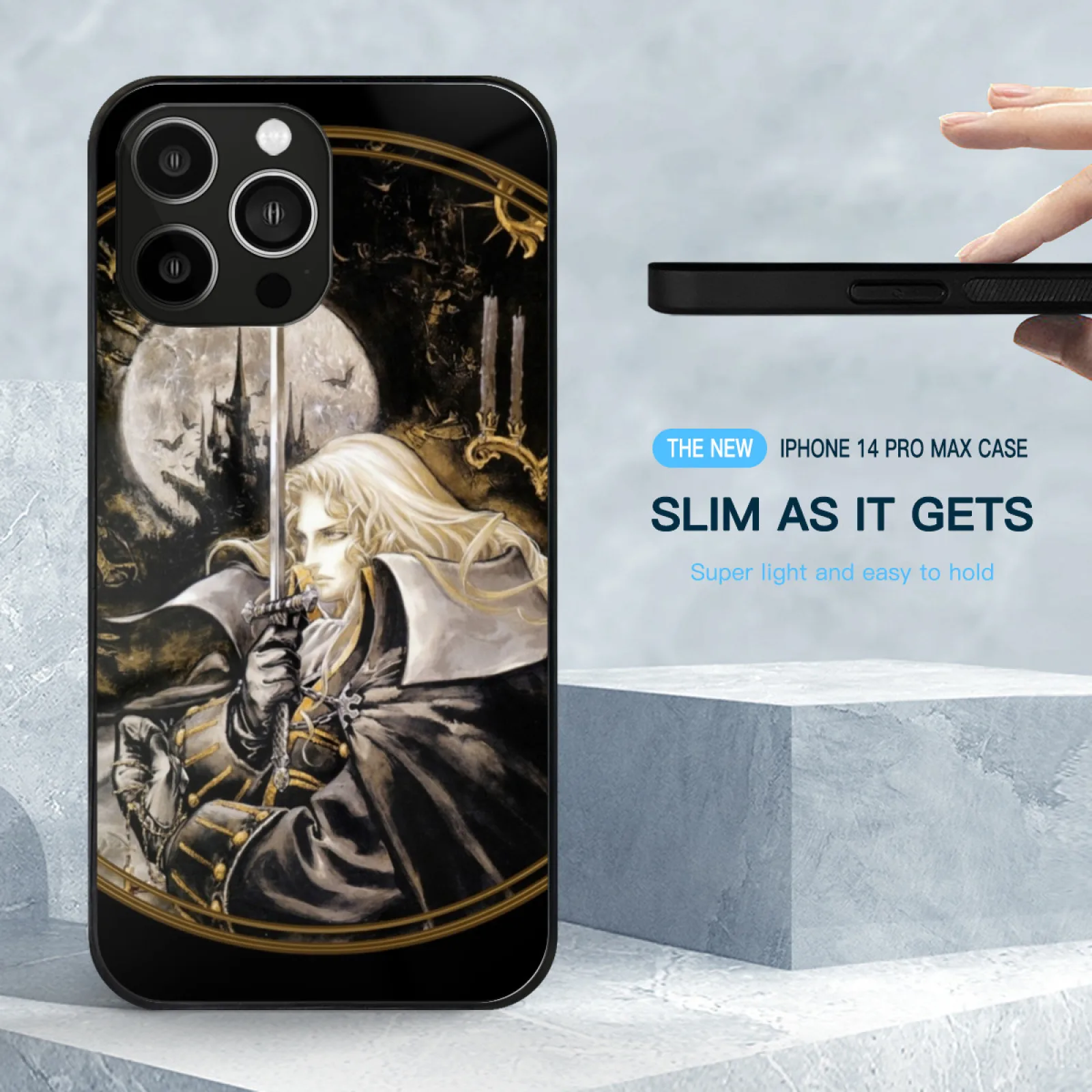 Alucard Glass Case For Iphone 15 14 11 12 13 Pro Max X Xs Xr 6S 7 8 Plus Soft Edge Alucard Dracula Castlevania Sotn Symphony Of