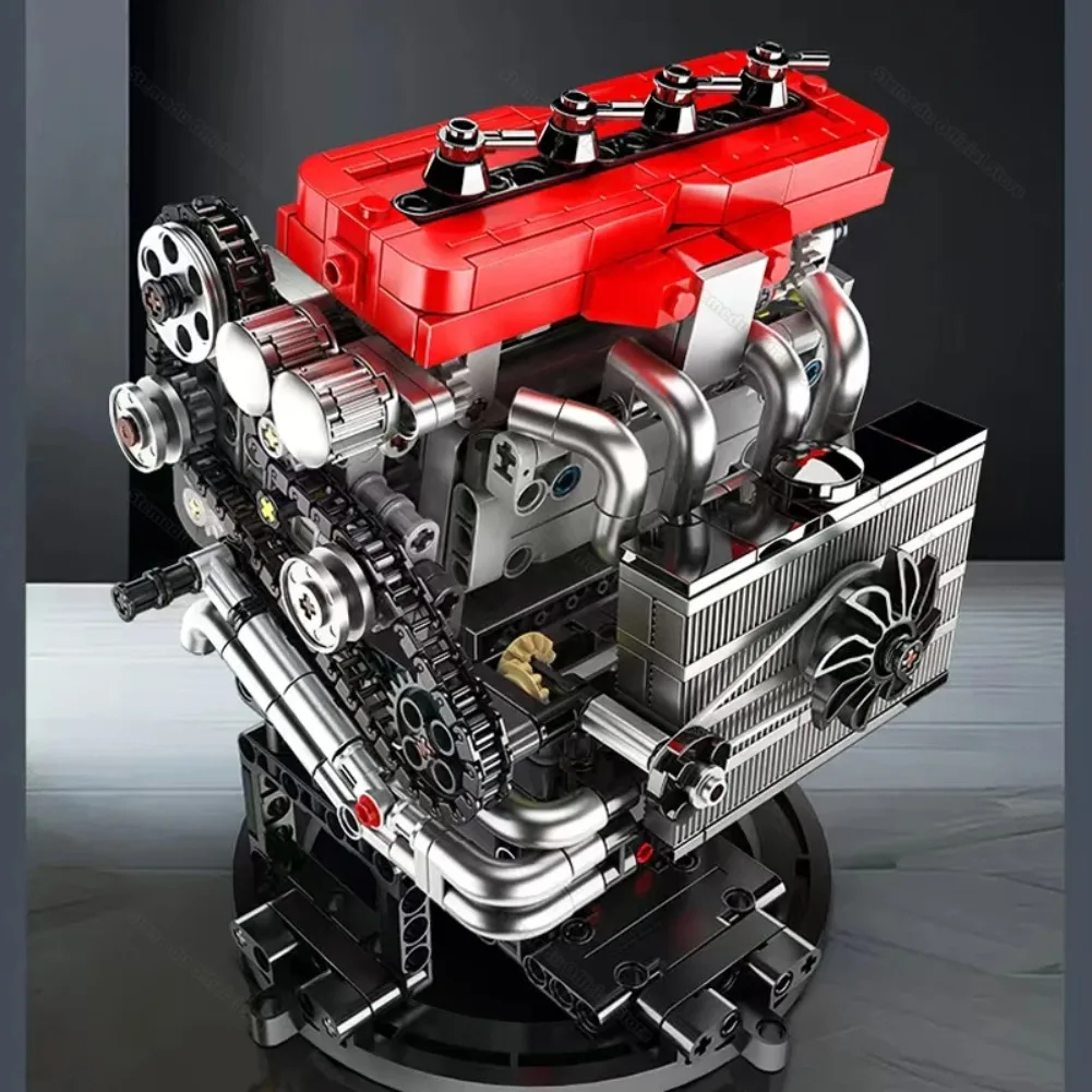 Mould King 10235 811pcs 4-Cylinder Engine Building Blocks Model with Motor for Kids & Adults with AAA Battery Box M Motor