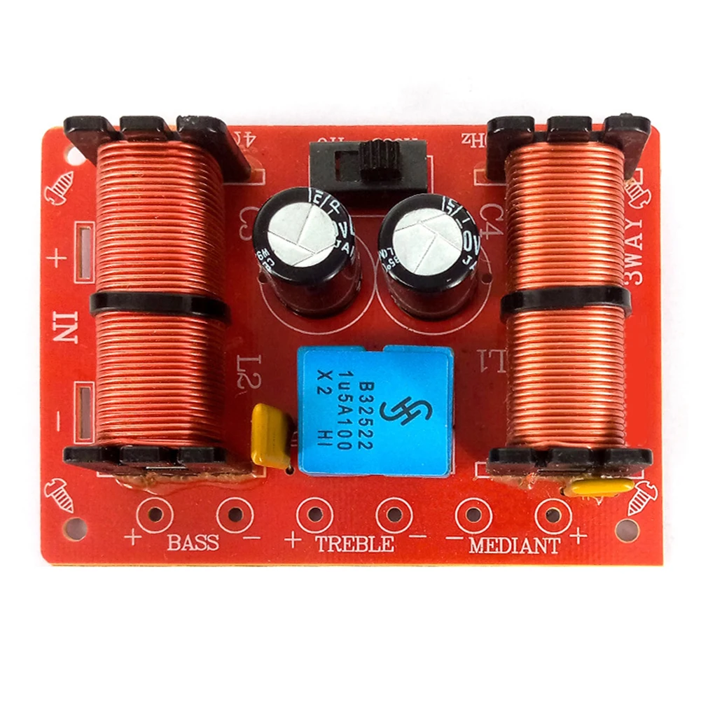 150W Speaker Frequency Divider Treble Medium Bass 3 Way Audio Woofer Crossover Filter 950Hz/6000Hz/6000Hz DIY Home Car Speaker