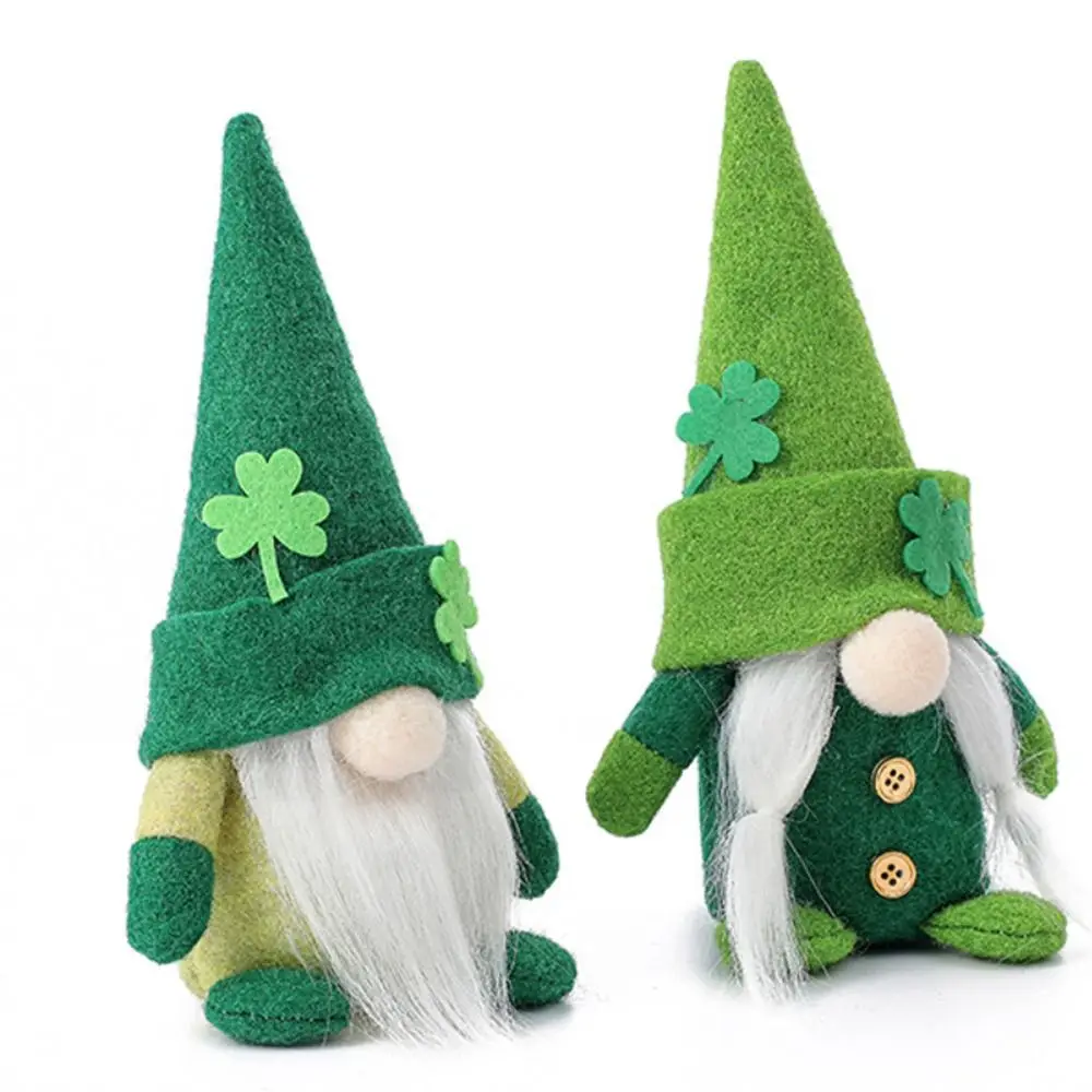 Green Hat St.Patrick's Day Irish Gnome Doll Faceless Clover Clover Faceless Doll Manual Soft Nordic Elves Figurine