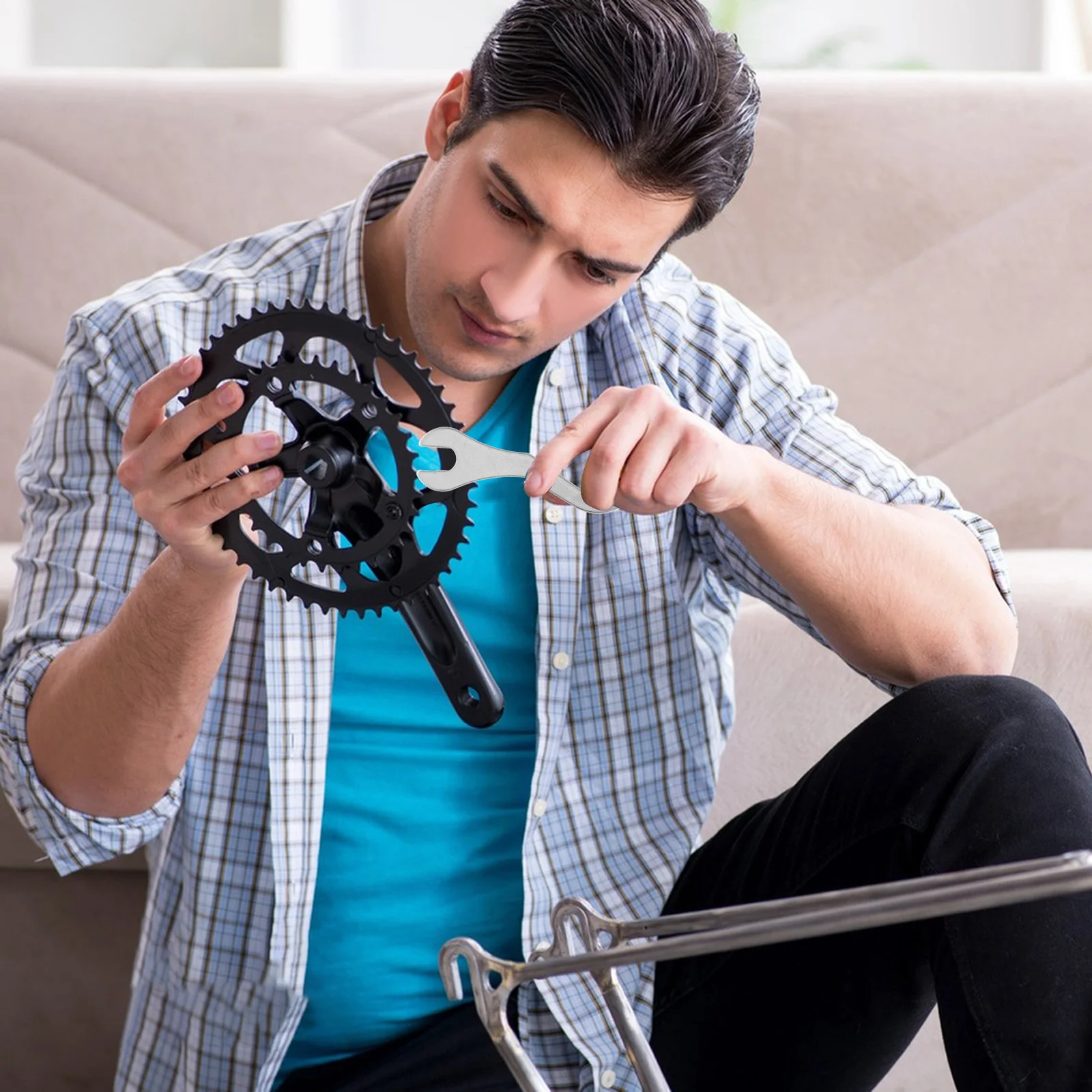 

Bike Bottom Bracket Repair Tool Set Metal Crankset Spanner Lockring Pedal Removal Bicycle Wrench Kit Bike Axle Wrench