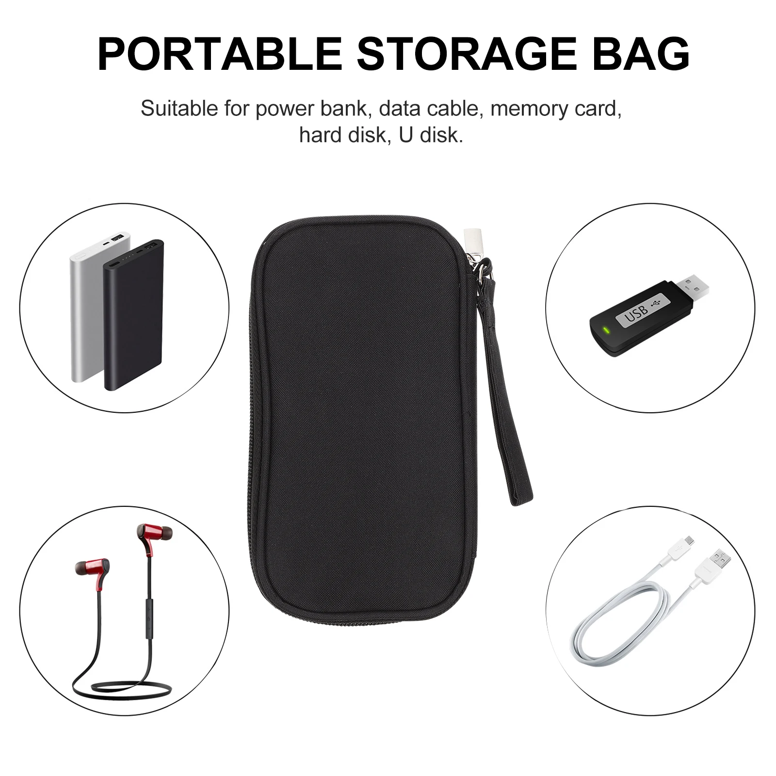 

3pcs Data Cable Storage Bag Portable ganizer Pouch for Earphone Charging USB Cable Anti Shock Oxford Cloth