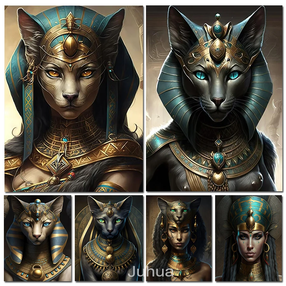 

Ancient Egyptian Cat Goddess Diamond Painting New 2023 Full Diamond Mosaic Portrait Picture Of Rhinestone Embroidery Decor Home