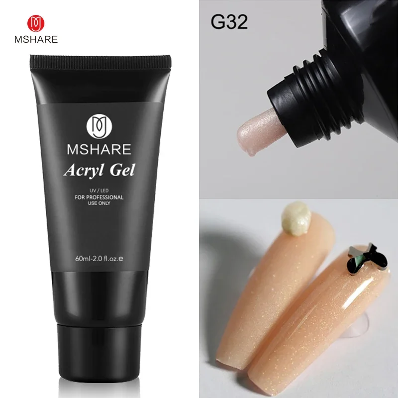 MSHARE 60ml Sparkling Acryl Gel Poly Nails Acrylic Gel Builder UV Led Acrylgel Nail Extension Professional Salon Nail Product image 3