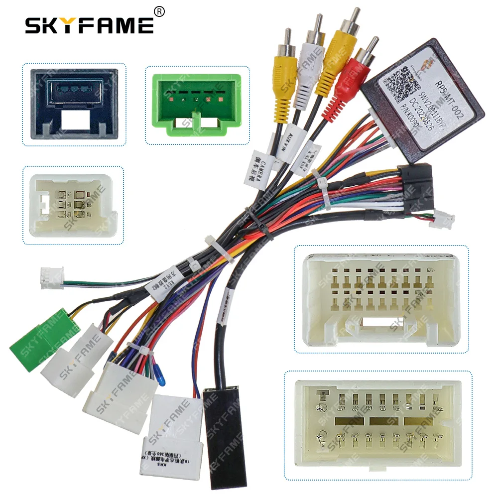 

SKYFAME Car 16pin Wiring Harness Adapter Canbus Box Decoder For Pajero 2018 4×4 Android Radio Power Cable