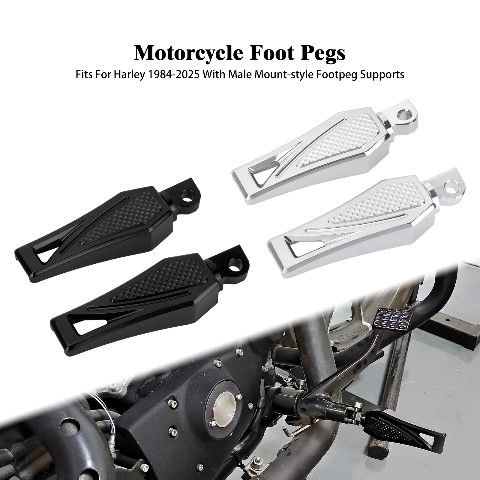 

Motorcycle Rear Footrest Passenger Pedals Male Mount Footpegs For Harley Touring Road Street Glide Sportster XL Softail FL Dyna