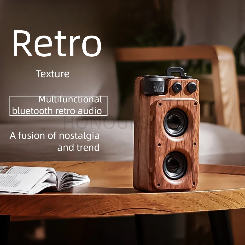 

Портативная ретро Bluetooth-колонка с антенной, двойным стереозвуком, беспроводная колонка для кемпинга и путешествий